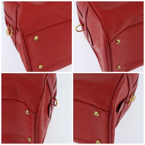 GUCCI Micro GG Canvas Boston Bag Red Gold - Picture 16 of 16